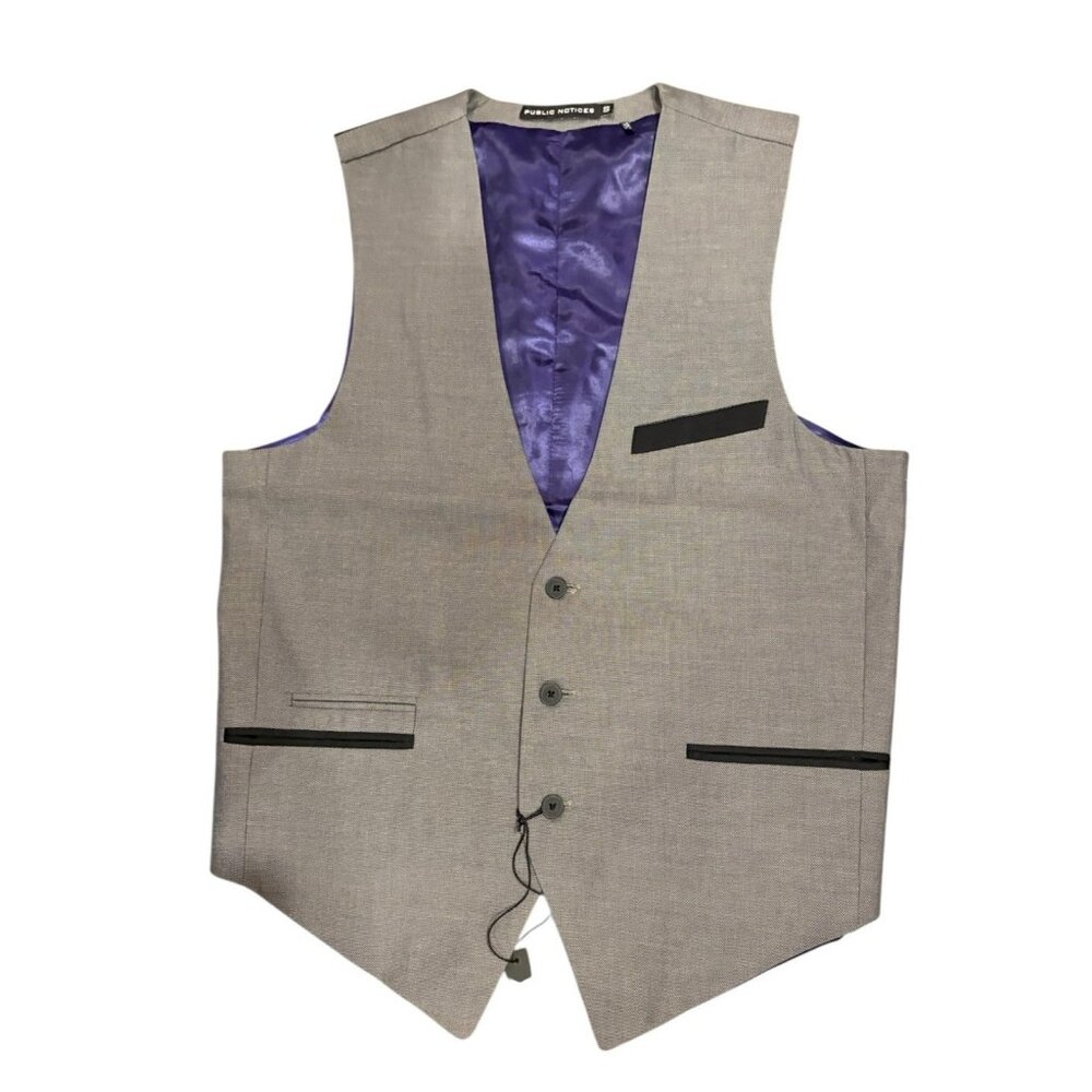 Public Notices Men's Micro Dot Three Button Vest, Black Size Small